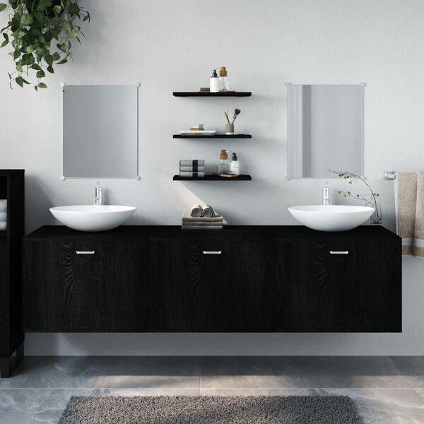 vidaXL Ensemble de meubles salle de bain 6 pcs noir bois d'ing&eacute;nierie
