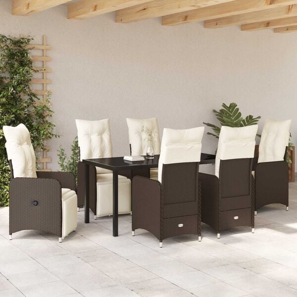 vidaXL Ensemble de salle à manger pour jardin 7 pcs Marron Poly rotin