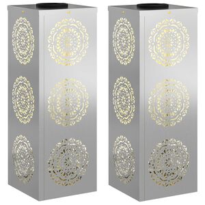 vidaXL Lumi&egrave;re de chemin LED solaire 2 pcs Galvanis&eacute; Galvanis&eacute;