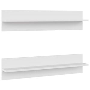 vidaXL &Eacute;tag&egrave;res murales 2 pcs Blanc 80x11,5x18 cm bois d'ing&eacute;nierie