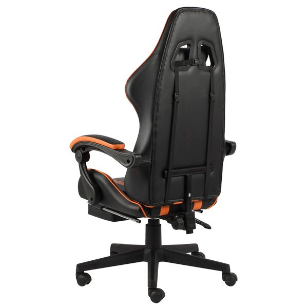 vidaXL Fauteuil de jeux vidéo et repose-pied Noir et orange Similicuir