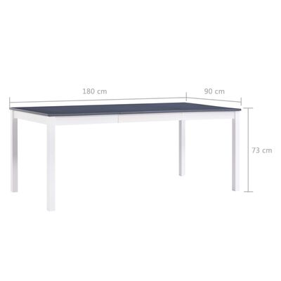 vidaXL Table de salle à manger Blanc et gris 180 x 90 x 73 cm Pin
