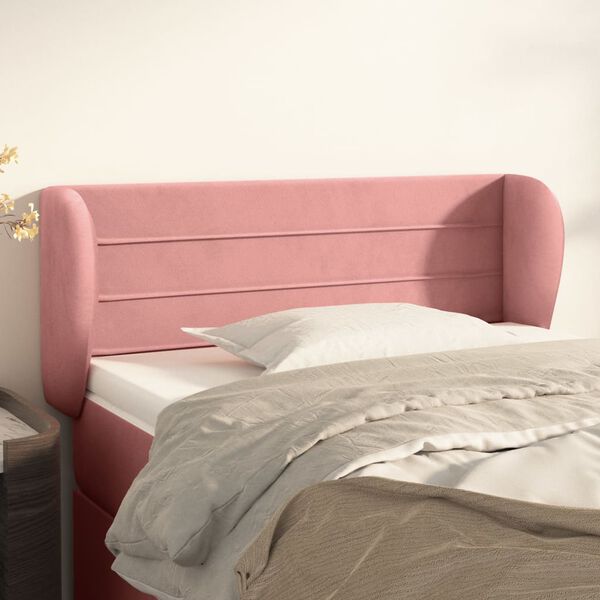 vidaXL T&ecirc;te de lit avec oreilles Rose 103x23x78/88 cm Velours