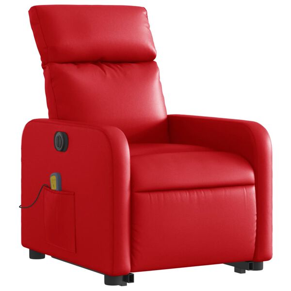 vidaXL Fauteuil inclinable de massage &eacute;lectrique rouge similicuir