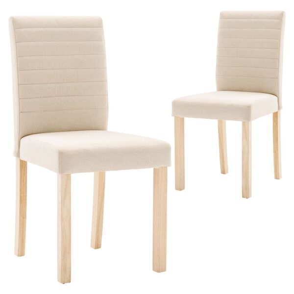 vidaXL Chaises &agrave; manger lot de 2 cr&egrave;me tissu
