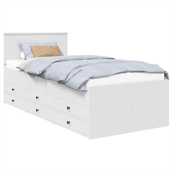 vidaXL Lit d'appoint Blanc et Noir 90 x 200 cm Bois d'ing&eacute;nierie