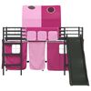 vidaXL Lit mezzanine pour enfants Noir et rose 75 x 190 cm M&eacute;tал