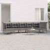 vidaXL Salon de jardin 8 pcs avec coussins Gris R&eacute;sine tress&eacute;e
