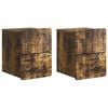vidaXL Cabinet de chevet mural 2 pi&egrave;ces Ch&ecirc;ne fum&eacute; 33 x 34,5 x 43 cm