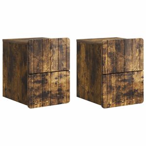 vidaXL Cabinet de chevet mural 2 pi&egrave;ces Ch&ecirc;ne fum&eacute; 33 x 34,5 x 43 cm