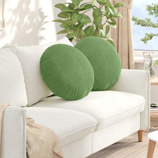 vidaXL Coussins de si&egrave;ge 2 pcs Vert clair &Oslash; 40 x 13 cm Velours