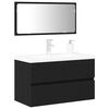 vidaXL Ensemble de mobilier de salle de bain 3 pcs Ch&ecirc;ne noir