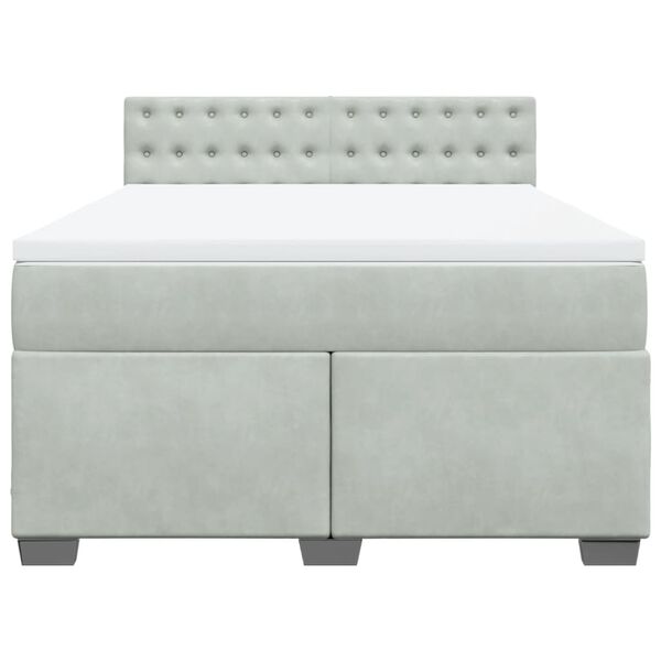 vidaXL Sommier &agrave; lattes de lit et matelas Gris clair 140x190cm Velours