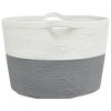 vidaXL Panier &agrave; linge gris et blanc &Oslash;60x36 cm coton