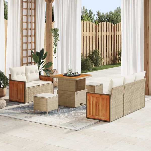 vidaXL Ensemble de canap&eacute; de jardin 10 pcs Beige et cr&egrave;me polyrotin