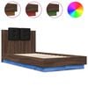 vidaXL Cadre de lit avec LED sans matelas ch&ecirc;ne marron 90x190 cm
