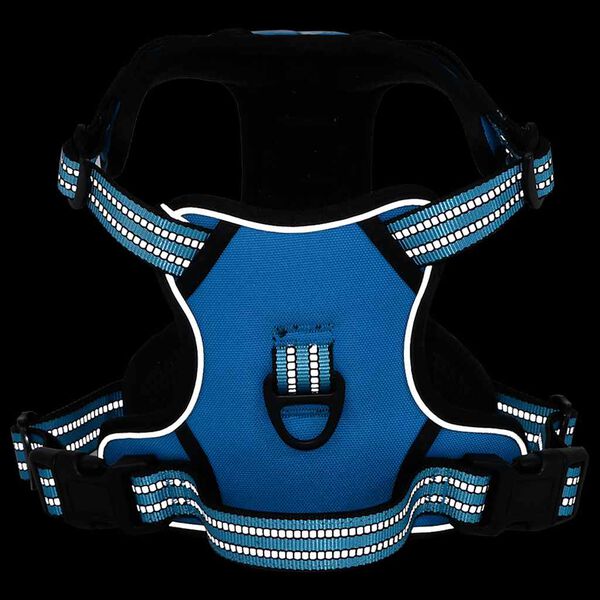 vidaXL Harnais pour chien avec bandes r&eacute;fl&eacute;chissantes r&eacute;glables bleu M