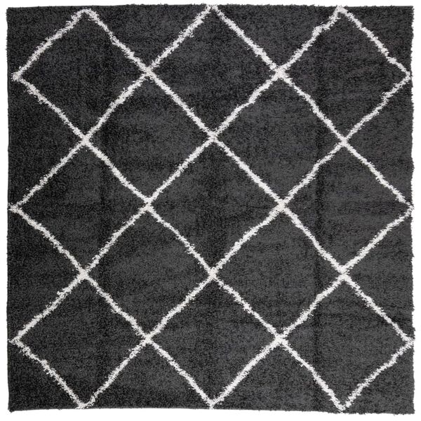vidaXL Tapis shaggy &agrave; poils longs moderne noir et cr&egrave;me 200x200 cm