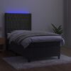 vidaXL Sommier &agrave; lattes de lit matelas et LED Gris fonc&eacute; 100x200 cm