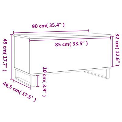 vidaXL Table basse Blanc 90x44,5x45 cm Bois d'ingénierie