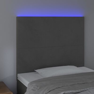 vidaXL Tête de lit à LED Gris foncé 100x5x118/128 cm Velours