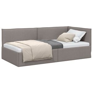 vidaXL Cadre de lit d'angle Taupe 90 x 190 cm tissu