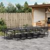 vidaXL Ensemble &agrave; manger de jardin 15 pcs coussins noir r&eacute;sine tress&eacute;e