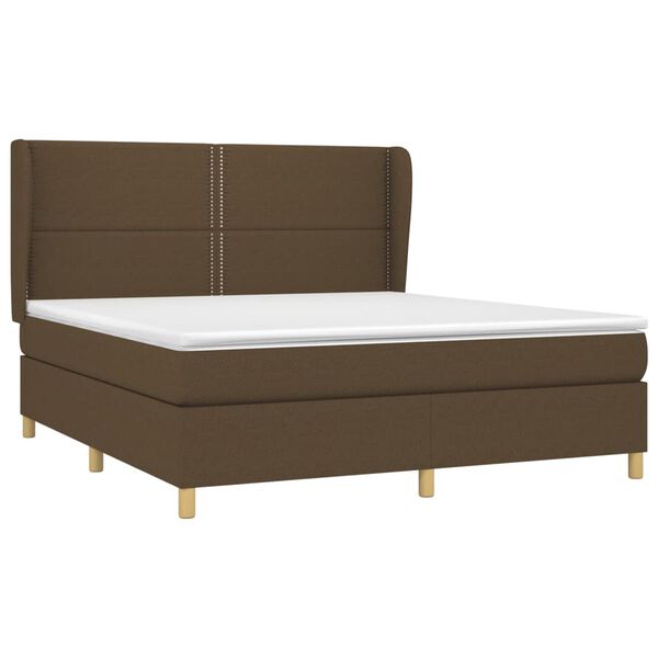 vidaXL Sommier &agrave; lattes de lit avec matelas Marron fonc&eacute; 180x200 cm