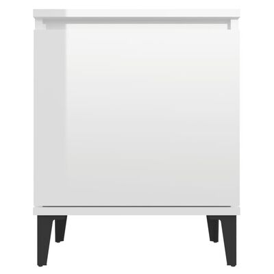 vidaXL Table de chevet avec pieds en métal Blanc brillant 40x30x50 cm
