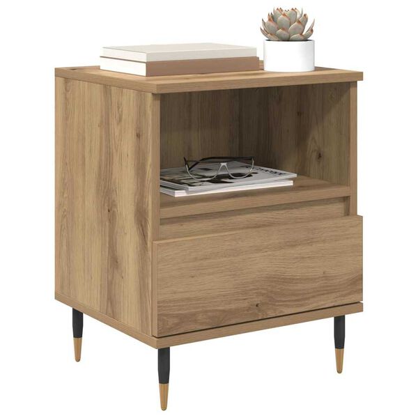 vidaXL Cabinet de chevet avec tiroir Ch&ecirc;ne artisanal 40 x 35 x 50 cm