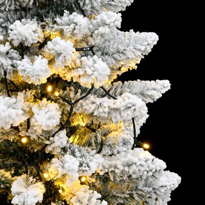 vidaXL Sapin de Noël artificiel à charnières 150 LED neige floquée