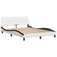 vidaXL Cadre de lit et tête de lit blanc et noir 140x190 cm similicuir