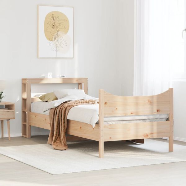 vidaXL Cadre de lit avec t&ecirc;te de lit 75x190 cm bois de pin massif