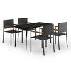 vidaXL Ensemble &agrave; manger de jardin 5 pcs Noir