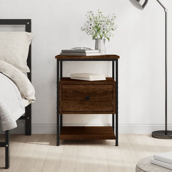 vidaXL Table de chevet ch&ecirc;ne marron 40x42x56 cm bois d'ing&eacute;nierie