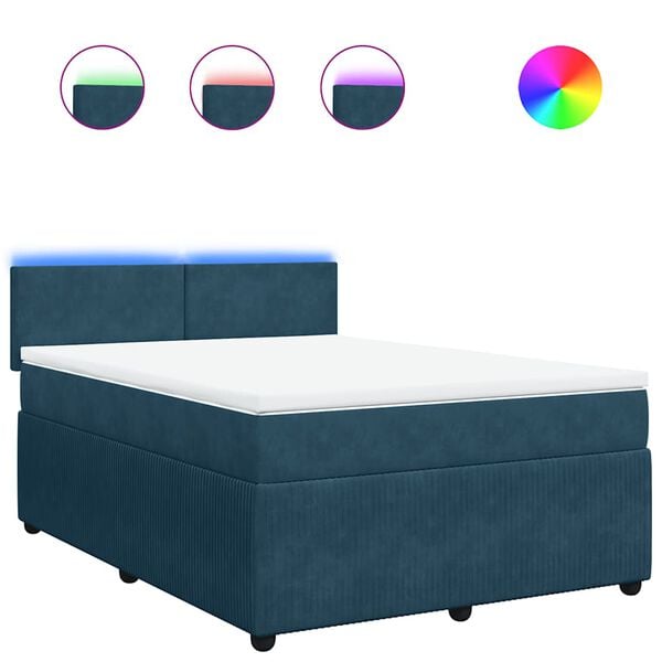 vidaXL Sommier &agrave; lattes de lit et matelas bleu 140x200 cm velours