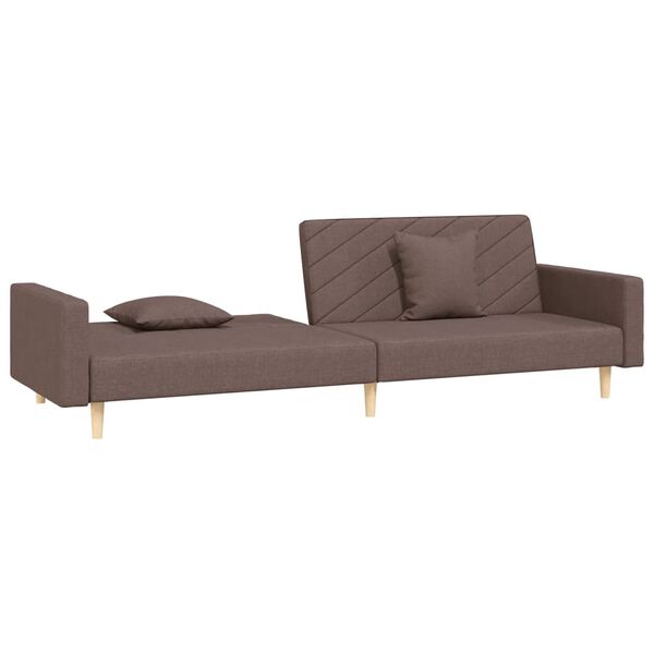 vidaXL Canap&eacute;-lit &agrave; 2 places avec deux oreillers taupe tissu