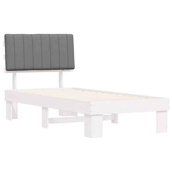vidaXL Cadre de lit avec t&ecirc;te de lit rembourr&eacute;e Gris clair 90 x 200 cm