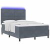 vidaXL Lit &agrave; ressort LED avec matelas Gris fonc&eacute; 140 x 190 cm tissu