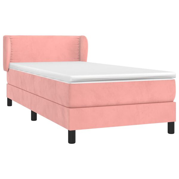 vidaXL Sommier &agrave; lattes de lit avec matelas Rose 90x190 cm Velours
