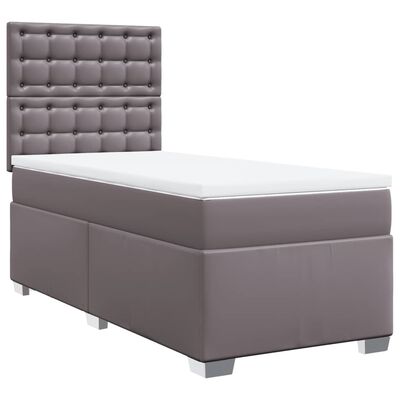 vidaXL Sommier à lattes de lit avec matelas Gris 90x200 cm Similicuir