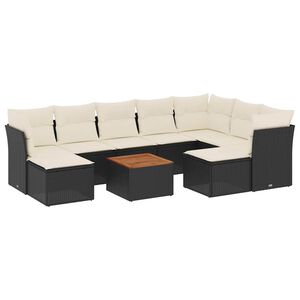 vidaXL Salon de jardin 10 pcs avec coussins noir r&eacute;sine tress&eacute;e