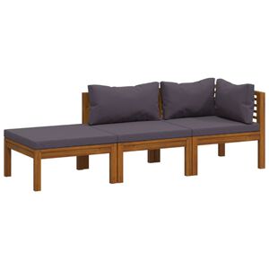 vidaXL Salon de jardin 3 pcs avec coussin Bois d'acacia solide