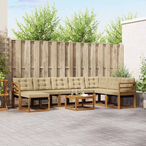 vidaXL Ensemble de canap&eacute;s d'ext&eacute;rieur 9 pcs Naturel et Beige
