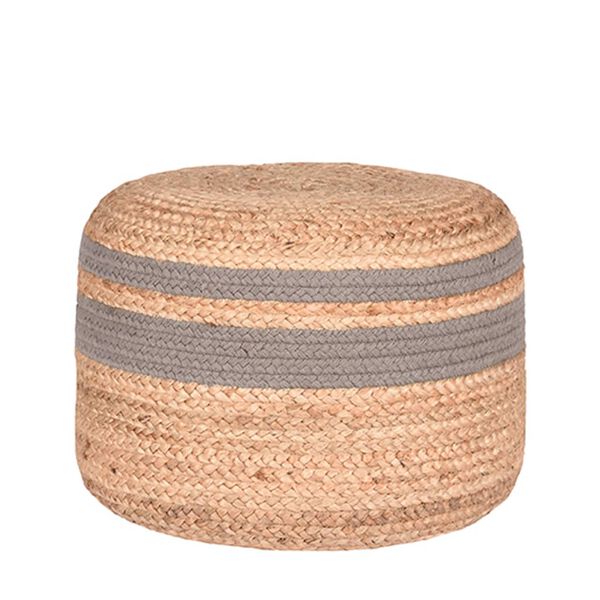 LABEL51 Pouf Jute tress&eacute; Gris et naturel