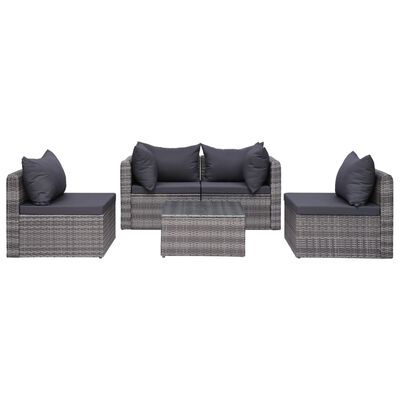 vidaXL Salon de jardin 7 pcs avec coussins Résine tressée Gris