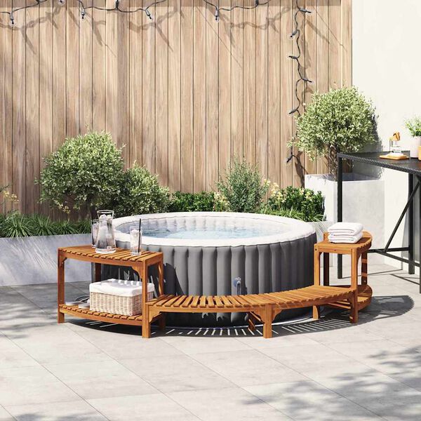 vidaXL Enceinte de bain &agrave; remous demi-ronde Marron 252 x 112 x 55,5 cm