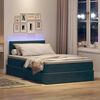 vidaXL Lit avec rangement et LED Vert fonc&eacute; 120 x 200 cm Velours