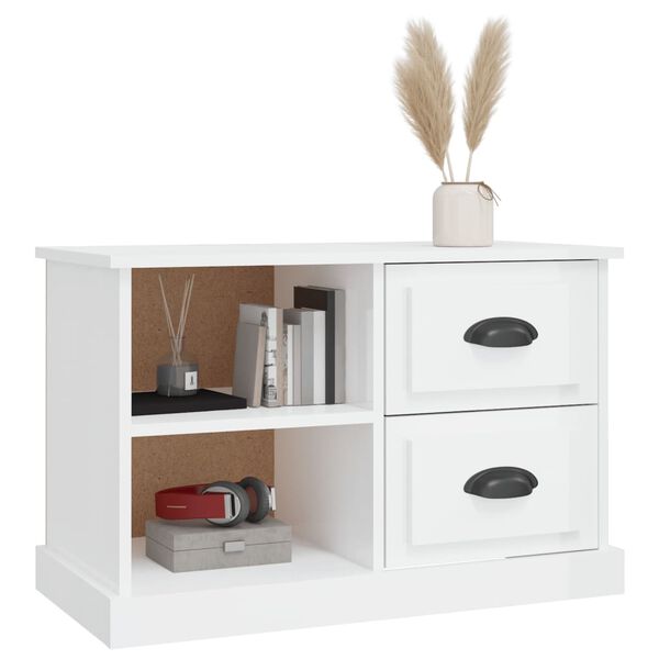 vidaXL Meuble TV blanc brillant 73x35,5x47,5 cm bois d'ing&eacute;nierie