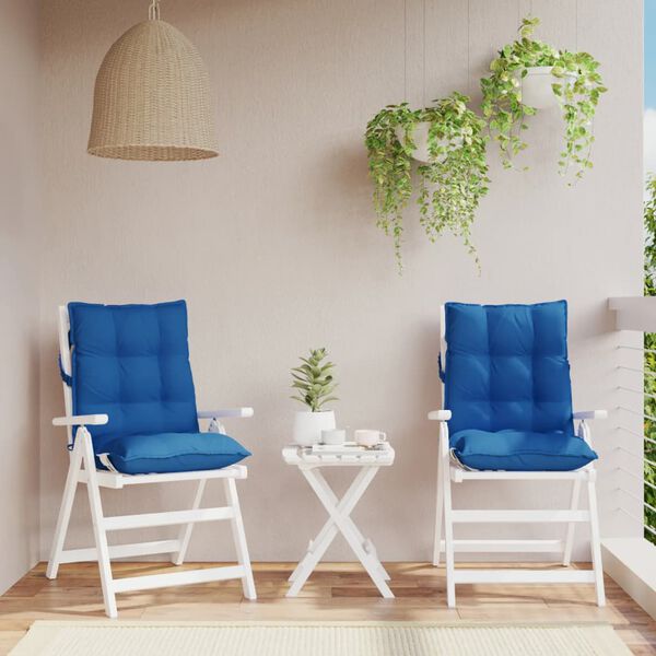 vidaXL Coussins de chaise &agrave; dossier bas lot de 2 bleu royal